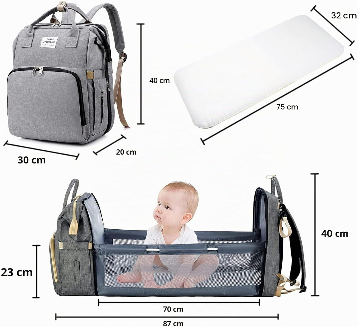 Mochila para bebé con cambiador desplegable